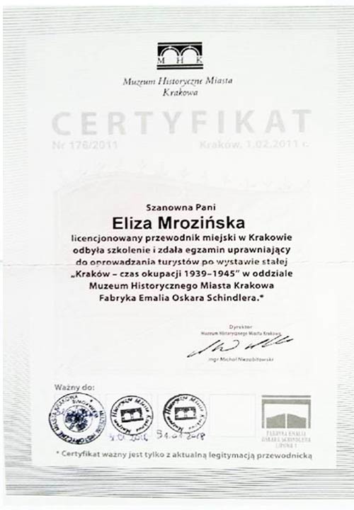 Eliza's certificate